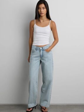OAK+FORT Women Straight‑Leg Ankle Blue Jeans 29 EUC Organic Cotton Minimalist